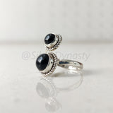 'BIA' Black Onyx 925 Solid Sterling Silver Ring Double Stone