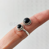 'BIA' Black Onyx 925 Solid Sterling Silver Ring Double Stone