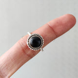 'BIA' Black Onyx 925 Solid Sterling Silver Ring Twisted Wire