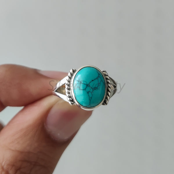 'Bold' Turquoise 925 Solid Sterling Silver Ring