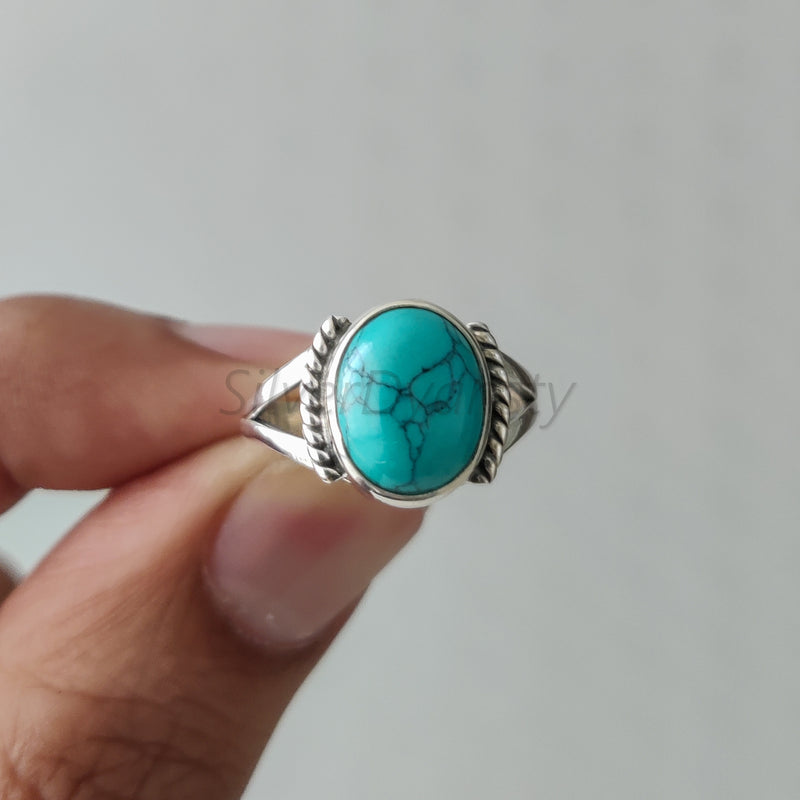 'Bold' Turquoise 925 Solid Sterling Silver Ring