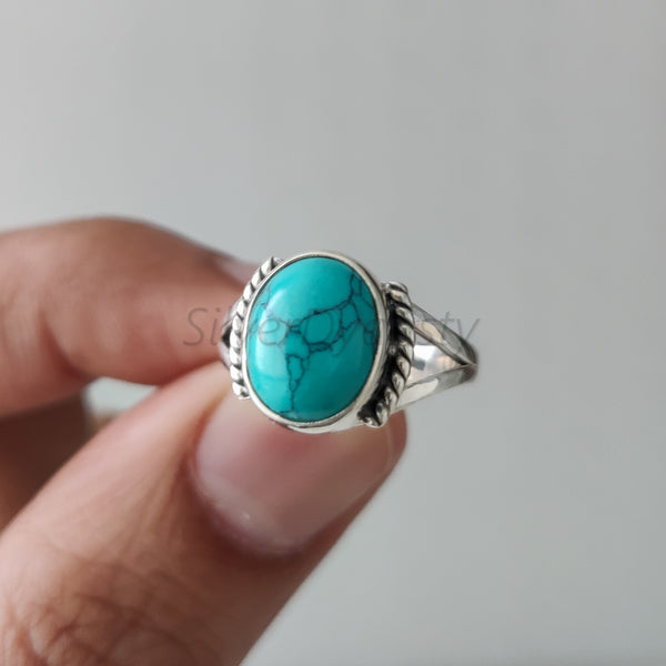 'Bold' Turquoise 925 Solid Sterling Silver Ring