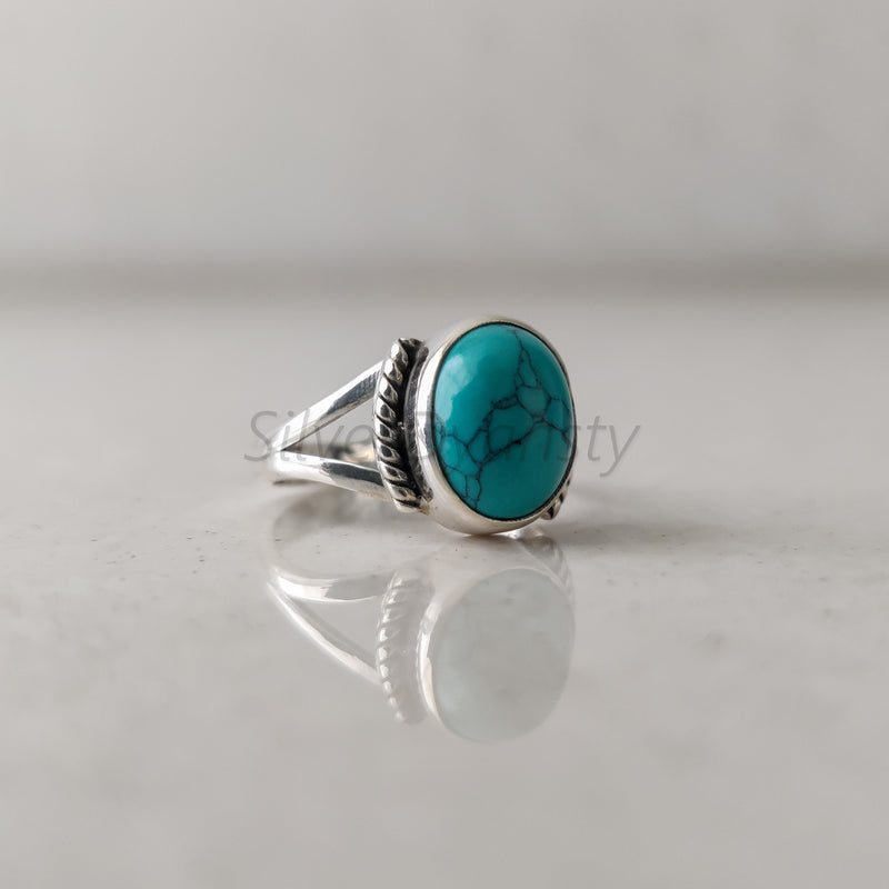 'Bold' Turquoise 925 Solid Sterling Silver Ring