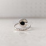 'BIA' Black Onyx 925 Solid Sterling Silver Ring Twisted Wire