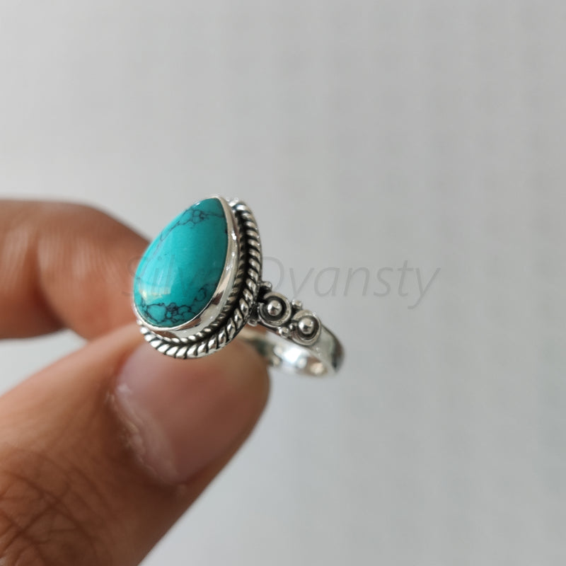 'Bold' Turquoise 925 Solid Sterling Silver Ring