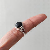 'BIA' Black Onyx 925 Solid Sterling Silver Ring Round