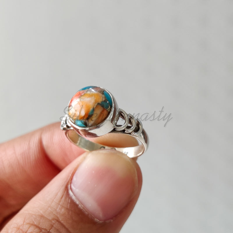 'Dashing' Oyster Copper Turquoise 925 Solid Sterling Silver Ring