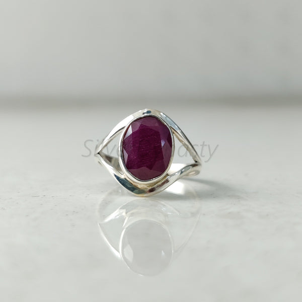 'Boho' Ruby 925 Solid Sterling Silver Ring