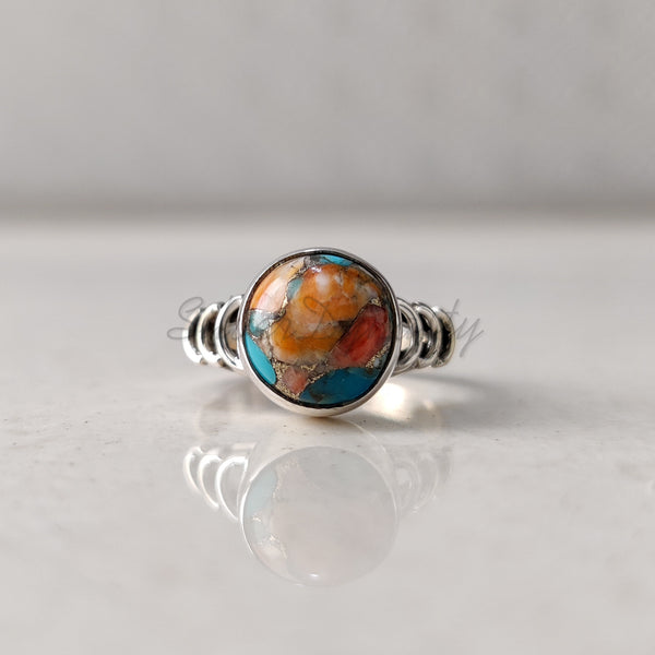 'Dashing' Oyster Copper Turquoise 925 Solid Sterling Silver Ring