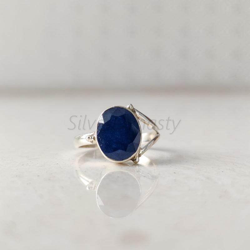 'Boho' Blue Sapphire Designer 925 Solid Sterling Silver Ring