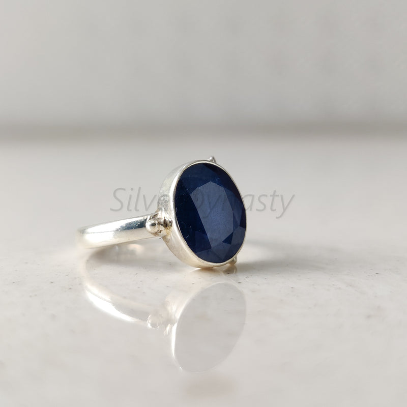 'Boho' Blue Sapphire Designer 925 Solid Sterling Silver Ring