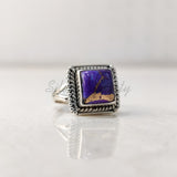 'Boho' Purple Copper Turquoise 925 Solid Sterling Silver Ring