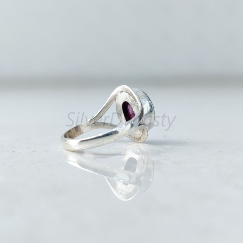 'Boho' Ruby 925 Solid Sterling Silver Ring