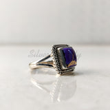 'Boho' Purple Copper Turquoise 925 Solid Sterling Silver Ring