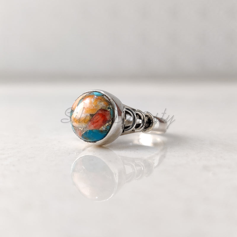 'Dashing' Oyster Copper Turquoise 925 Solid Sterling Silver Ring