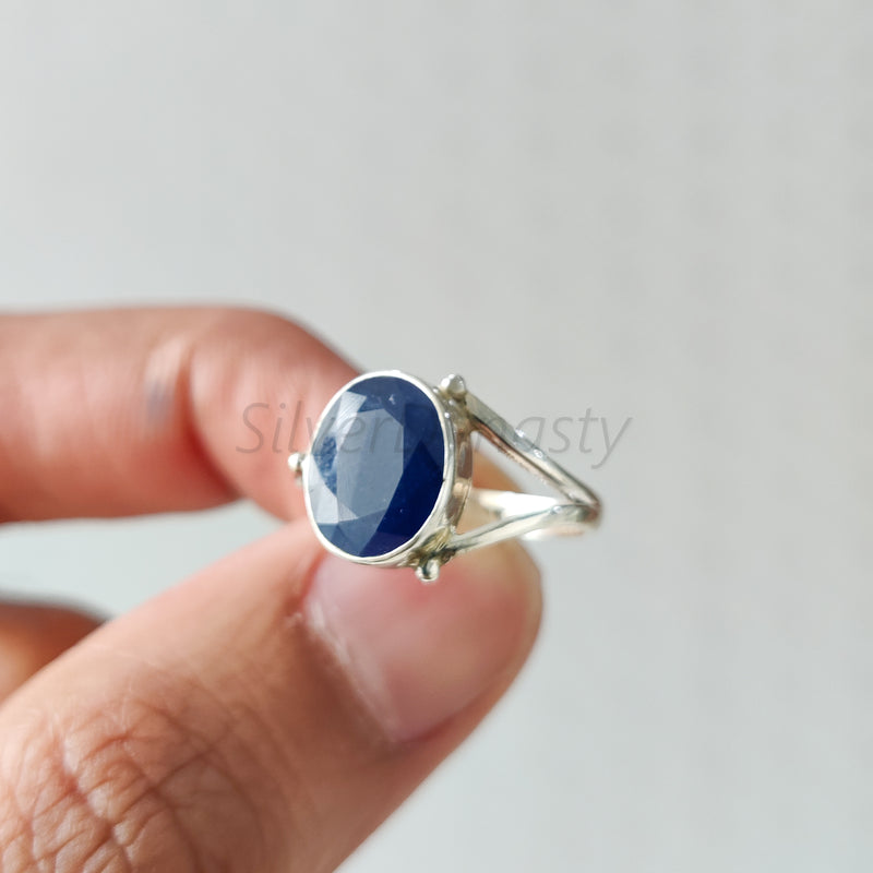 'Boho' Blue Sapphire Designer 925 Solid Sterling Silver Ring