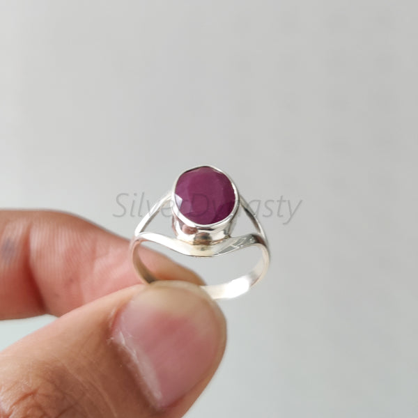 'Boho' Ruby 925 Solid Sterling Silver Ring