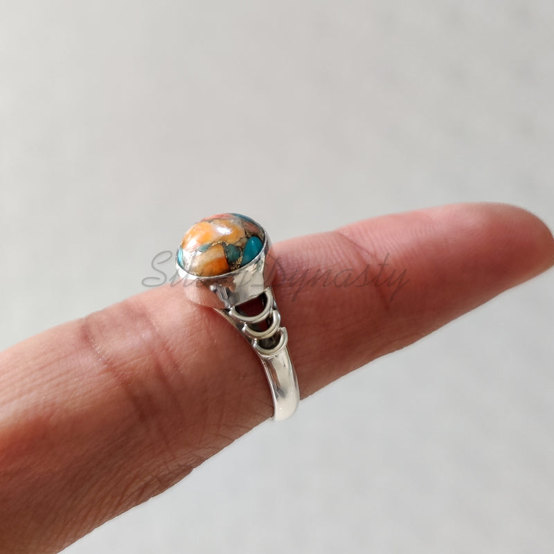 'Dashing' Oyster Copper Turquoise 925 Solid Sterling Silver Ring