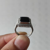 'BIA' Black Onyx 925 Solid Sterling Silver Ring Square