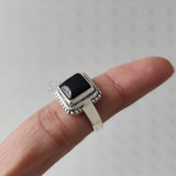 'BIA' Black Onyx 925 Solid Sterling Silver Ring Square