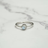 'Minimalist' Rainbow Moonstone 925 Solid Sterling Silver Ring