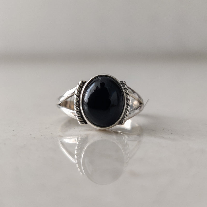 'BIA' Black Onyx 925 Solid Sterling Silver Ring