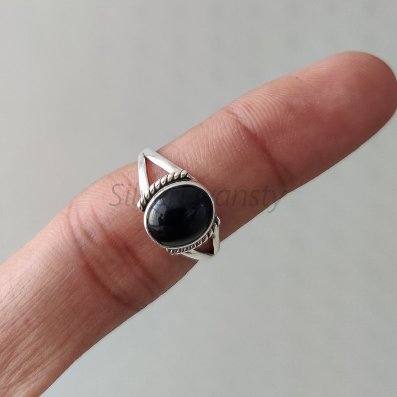 'BIA' Black Onyx 925 Solid Sterling Silver Ring