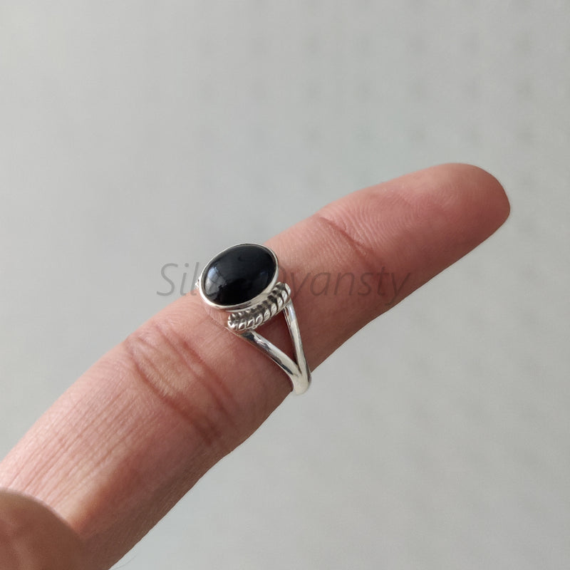 'BIA' Black Onyx 925 Solid Sterling Silver Ring