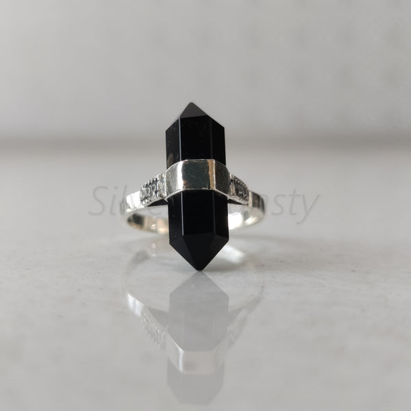 'BIA' Black Onyx 925 Solid Sterling Silver Unique Ring