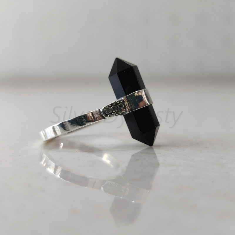 'BIA' Black Onyx 925 Solid Sterling Silver Unique Ring