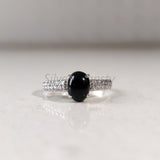 'BIA' Black Onyx and Zircon 925 Solid Sterling Silver Multistone Ring