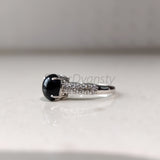 'BIA' Black Onyx and Zircon 925 Solid Sterling Silver Multistone Ring