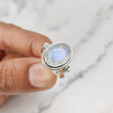 'Cocktail' Moonstone 925 Solid Sterling Silver Ring, Moonstone Ring