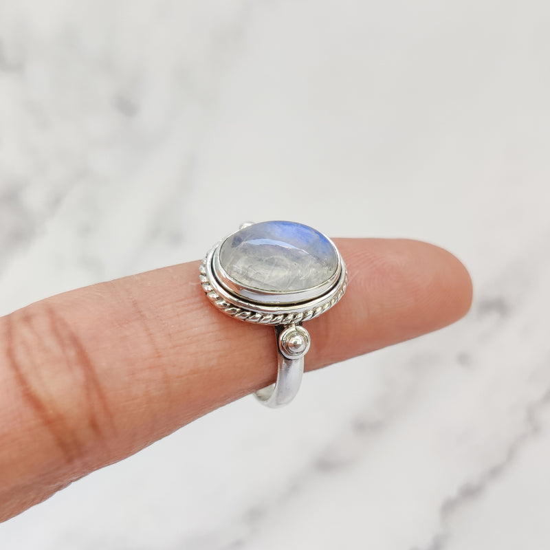 'Cocktail' Moonstone 925 Solid Sterling Silver Ring, Moonstone Ring