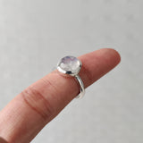 'Minimalist' Rainbow Moonstone 925 Solid Sterling Silver Ring