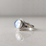 'Boho' Moonstone 925 Solid Sterling Silver Ring, Moonstone Ring