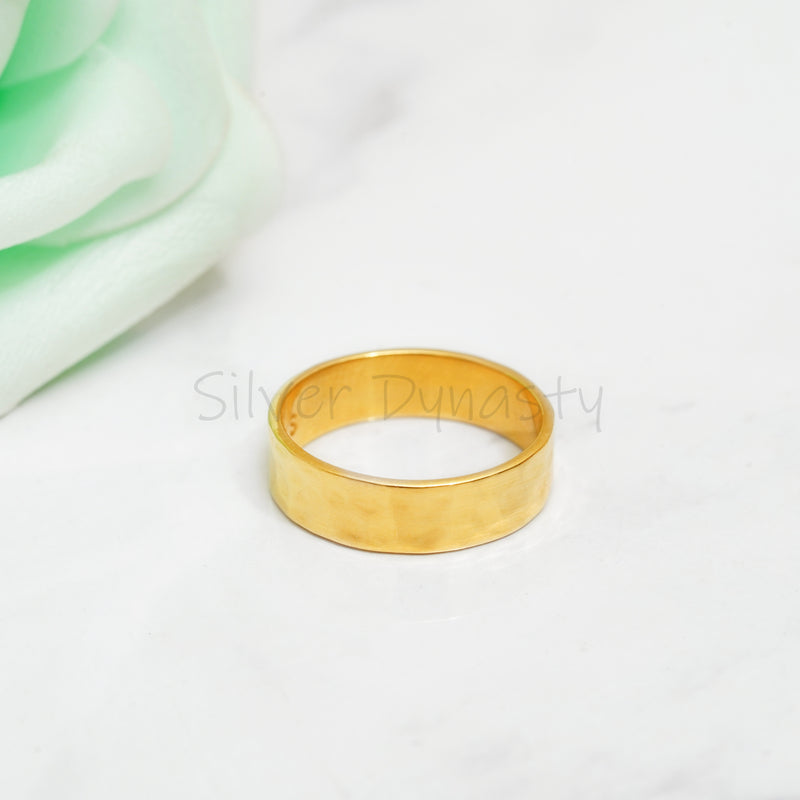 Silver Band, 925 Solid Sterling Silver Ring, Gold Plated Wide Band, Couple Band