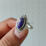 'Boho' Purple Copper Turquoise 925 Solid Sterling Silver Ring