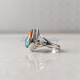 'Statement' Oyster Copper Turquoise 925 Solid Sterling Silver Ring