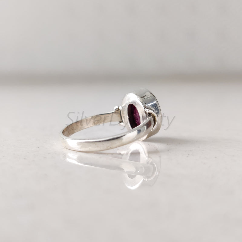 'Minimalist' Ruby 925 Solid Sterling Silver Ring