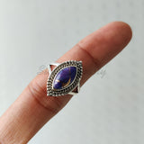 'Boho' Purple Copper Turquoise 925 Solid Sterling Silver Ring