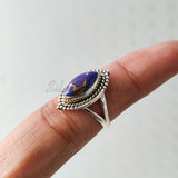 'Boho' Purple Copper Turquoise 925 Solid Sterling Silver Ring