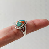 'Statement' Oyster Copper Turquoise 925 Solid Sterling Silver Ring