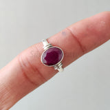 'Minimalist' Ruby 925 Solid Sterling Silver Ring