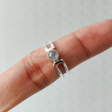 'Simple' Rainbow Moonstone 925 Solid Sterling Silver Ring