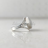 'Designer' Rainbow Moonstone 925 Solid Sterling Silver Ring