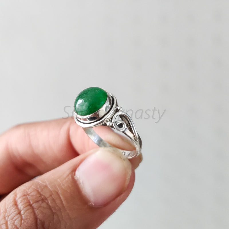 Natural Jade, 925 Solid Sterling Silver Designer Ring