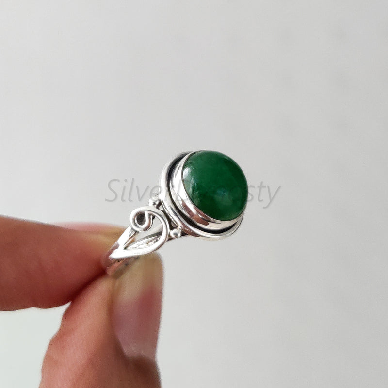 Natural Jade, 925 Solid Sterling Silver Designer Ring