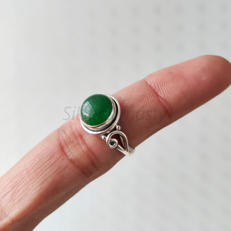 Natural Jade, 925 Solid Sterling Silver Designer Ring