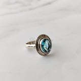 'BIA' Blue Topaz Ring, 925 Solid Sterling Silver Ring